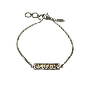 SAMUEL B Sterling Silver 925 Gold Tone Bar Filigree Chain Bracelet